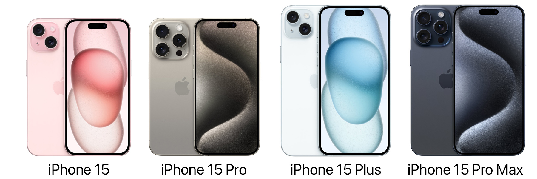 iPhone 15シリーズの大きさを比較