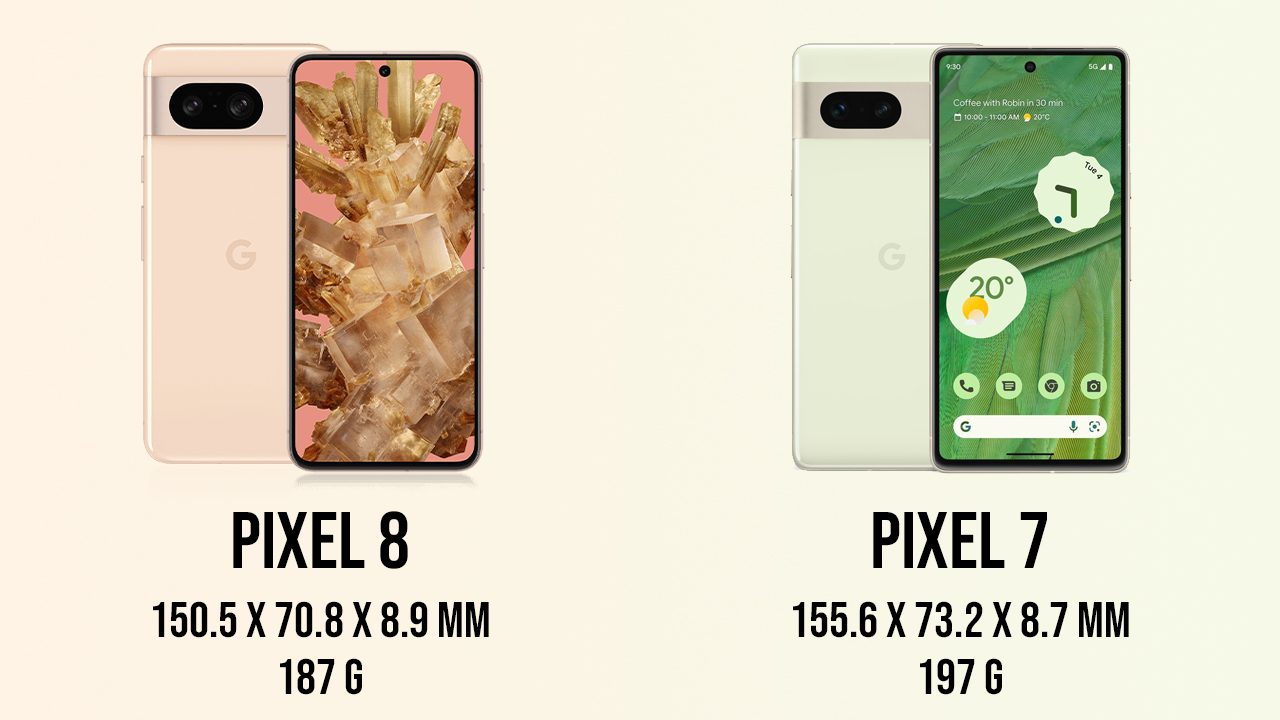 Pixel 8とPixel 7の違いを比較：大きさと重さ