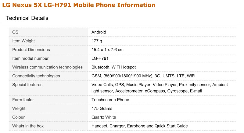 次期「Nexus 5X」がAmazonに登場――1.8GHz×6コア、5.2インチ/フルHDなど
