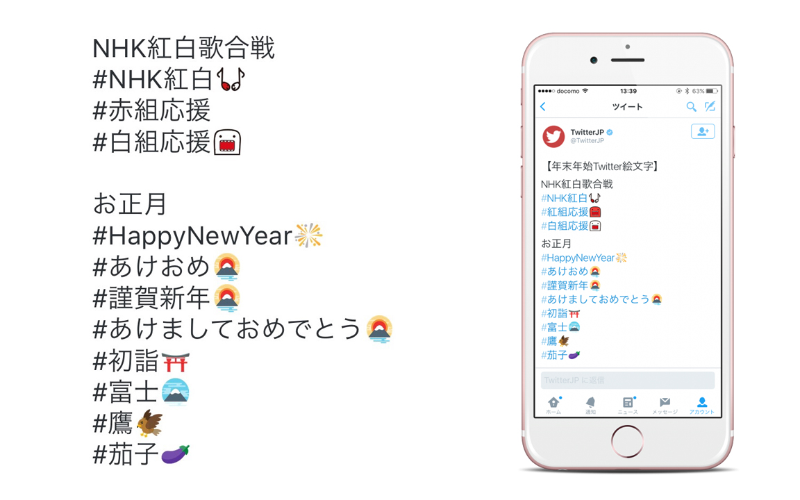 あけおめ Nhk紅白 Twitterで紅白歌合戦 新年のオリジナル絵文字が利用可能