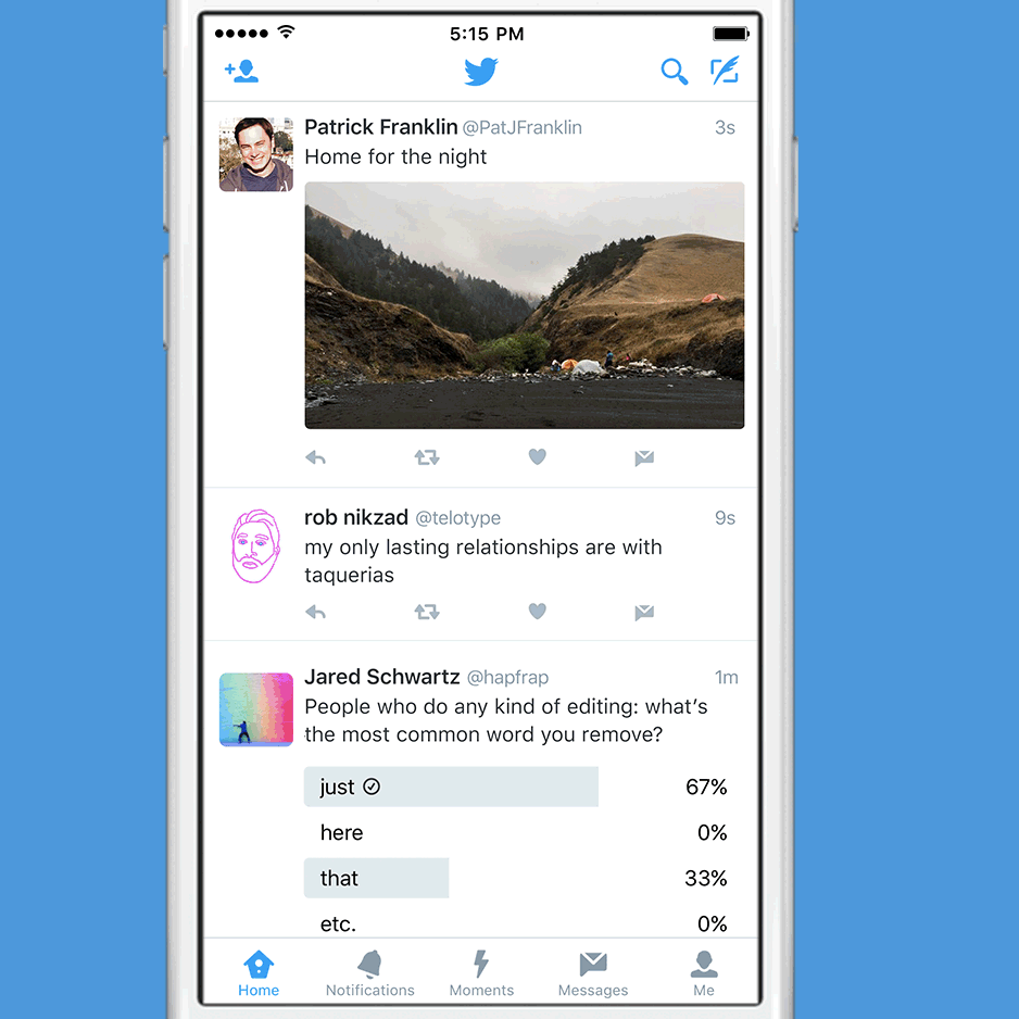 Twitter 公式アプリに新しいメッセージボタンを追加