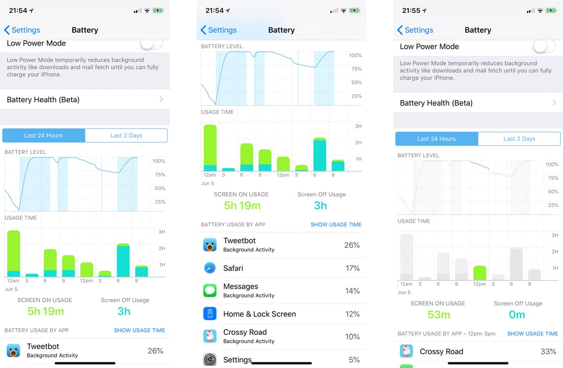 iOS 12、バッテリー残量などをグラフで表示する新機能が追加