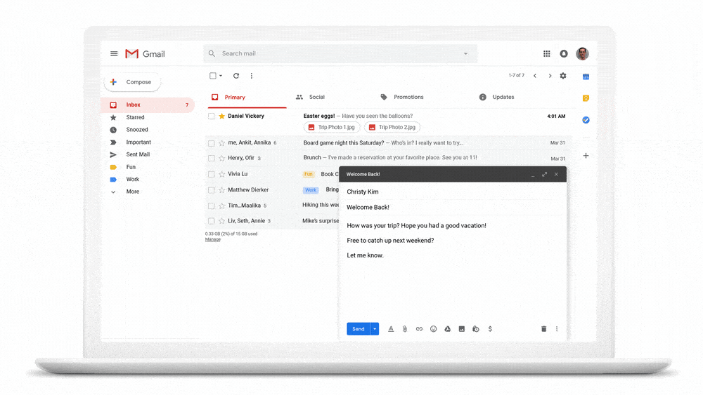 Gmailの予約送信機能 - PC
