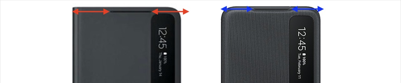 左：Galaxy S21 Ultraのケース、右：Galaxy Note20 Ultraのケース