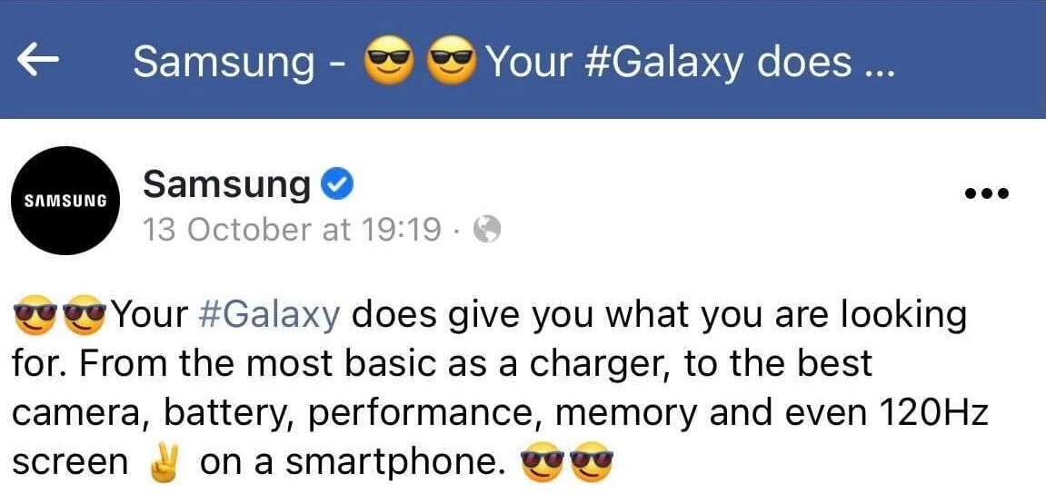 Samsungが削除したFacebookの投稿
