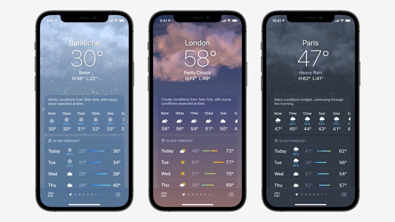 iOS 15の新機能まとめ - 大規模なデザインアップデート「天気」