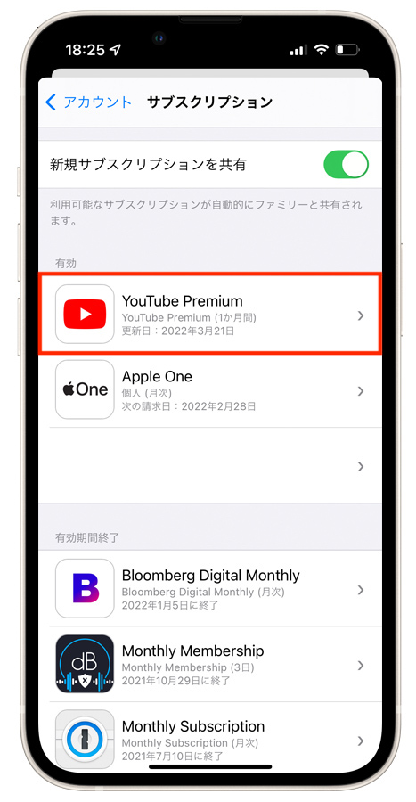 YouTube Premiumを選択