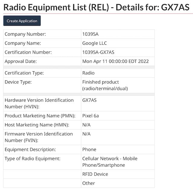 Pixel 6aがRadio Equipment Listに登録