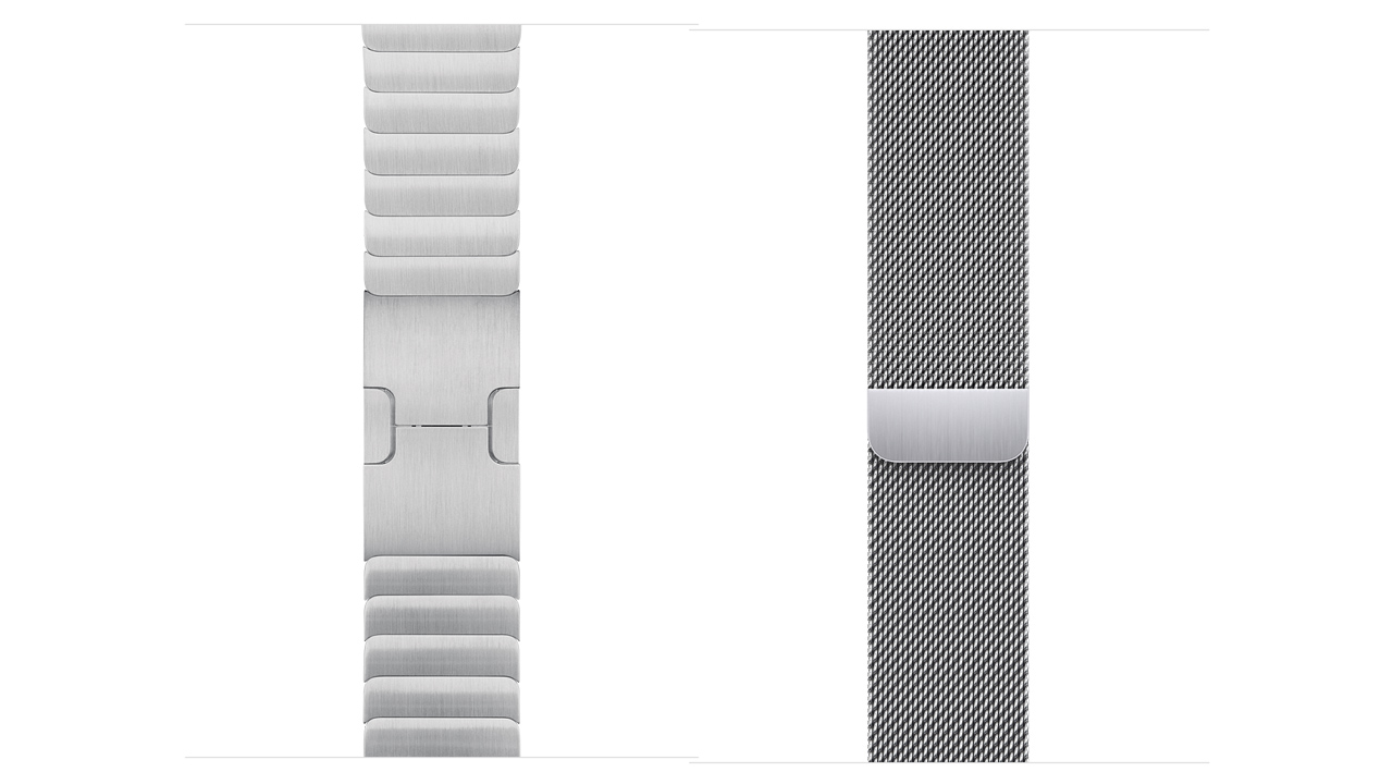 Apple Watchのリンクブレスレット(左)、ミラネーゼバンド(右)