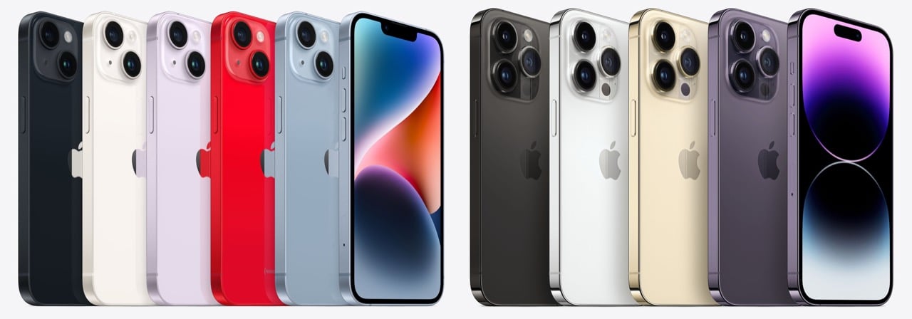 左：iPhone 14 Pro、右：iPhone 14