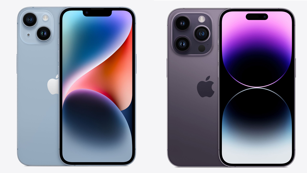 左：iPhone 14 Pro、右：iPhone 14