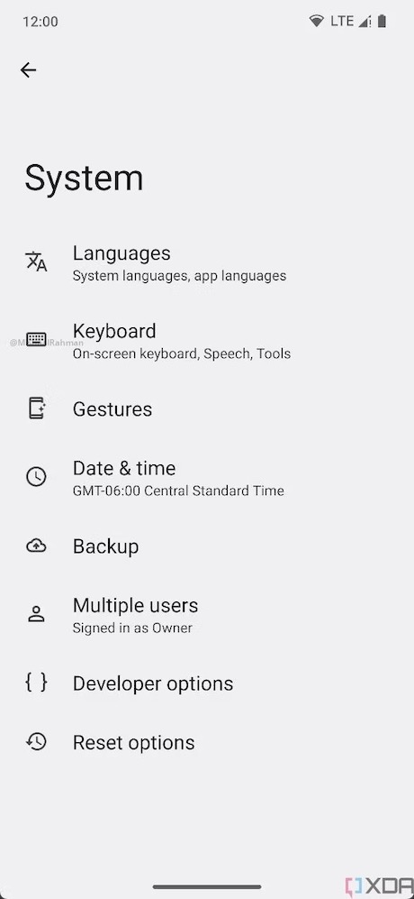 Android 14：システムの設定画面