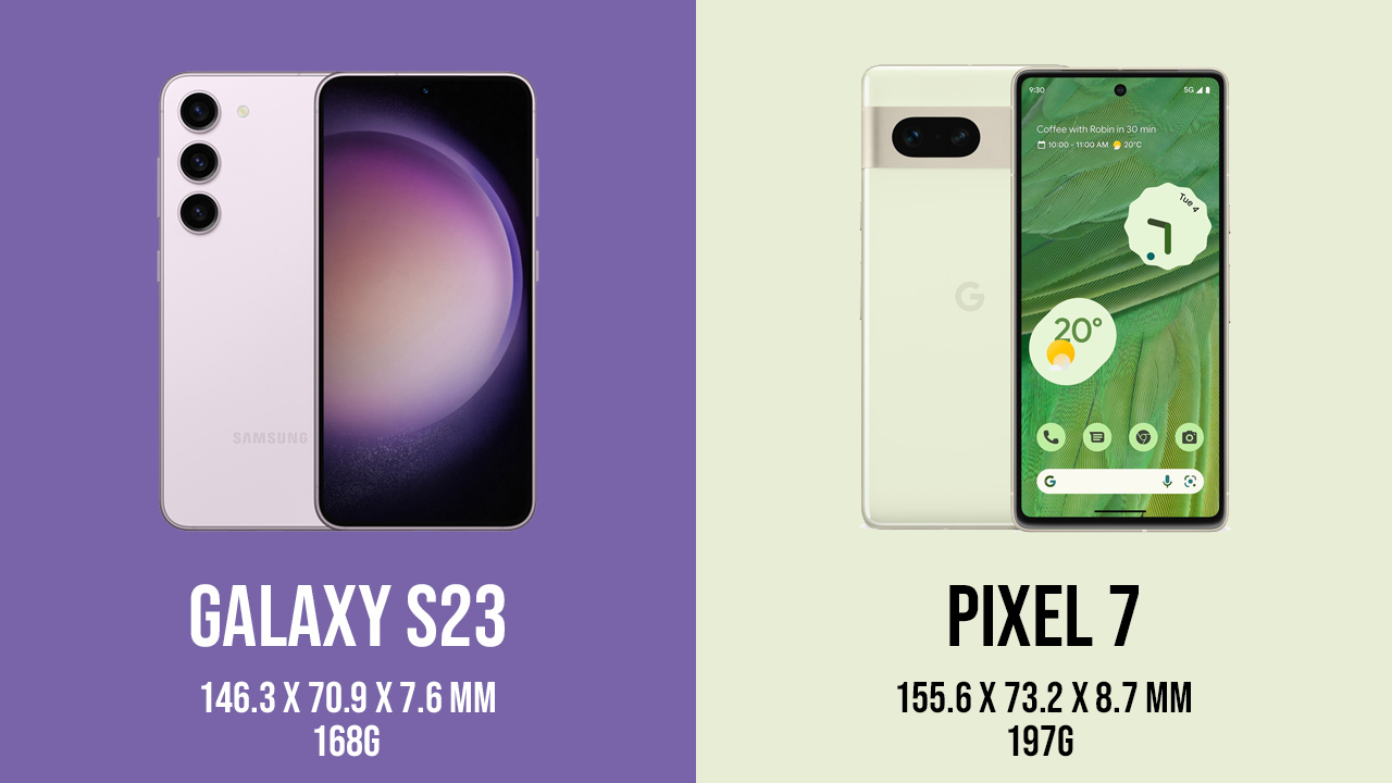 Galaxy S23とPixel 7の違いを比較：大きさと重さ