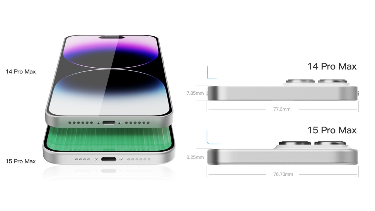 iPhone 15 Pro MaxとiPhone 14 Pro Maxのサイズ比較