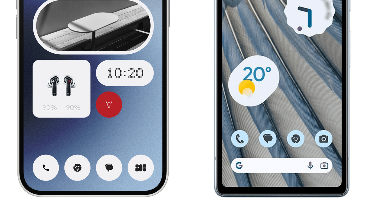左：Nothing Phone (2a)、右：Pixel 7a
