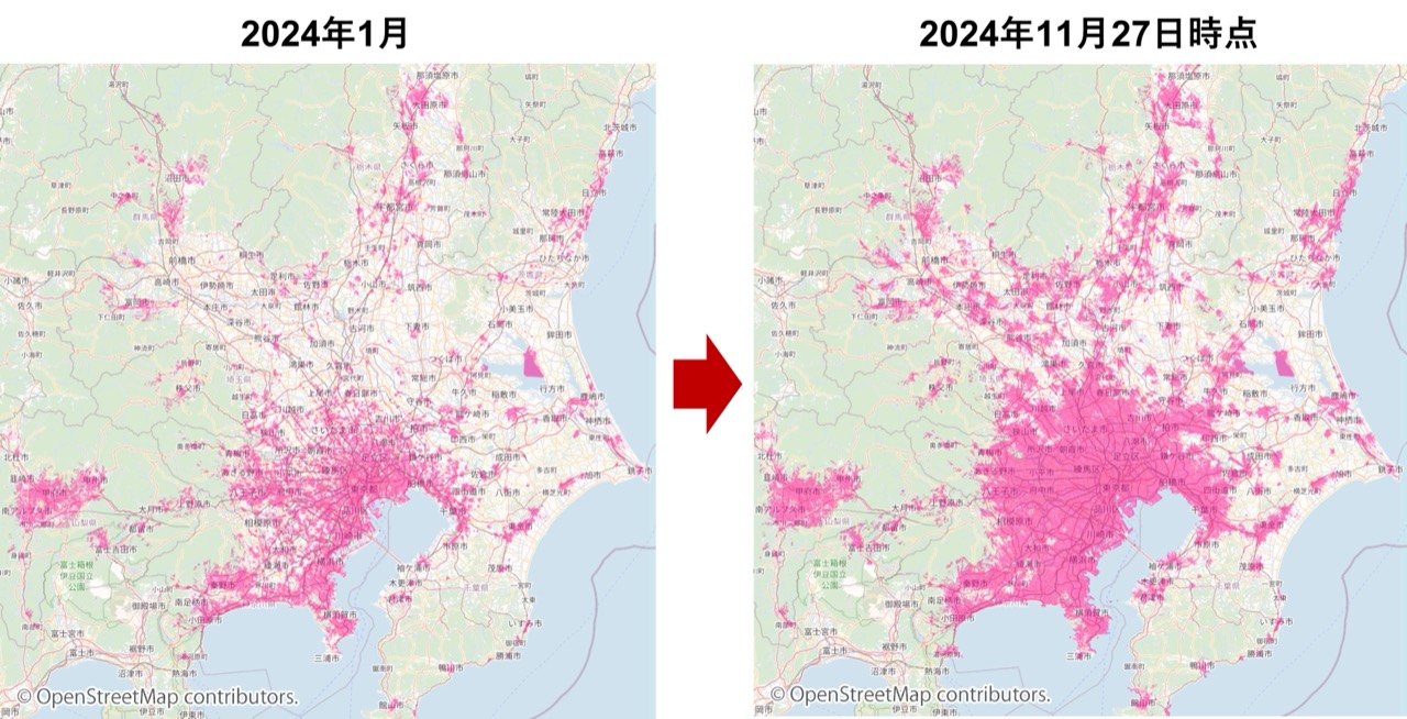 関東地方における5G Sub6のエリア拡大