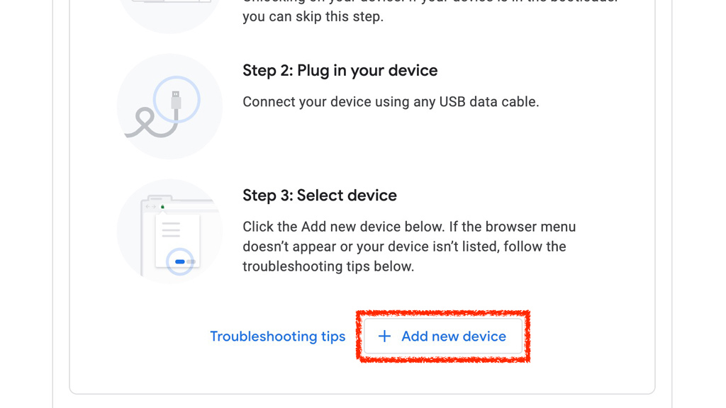 スマホをPCに接続後*Android Flash Toolにアクセス*して「Allow ADB access」ボタンを押します