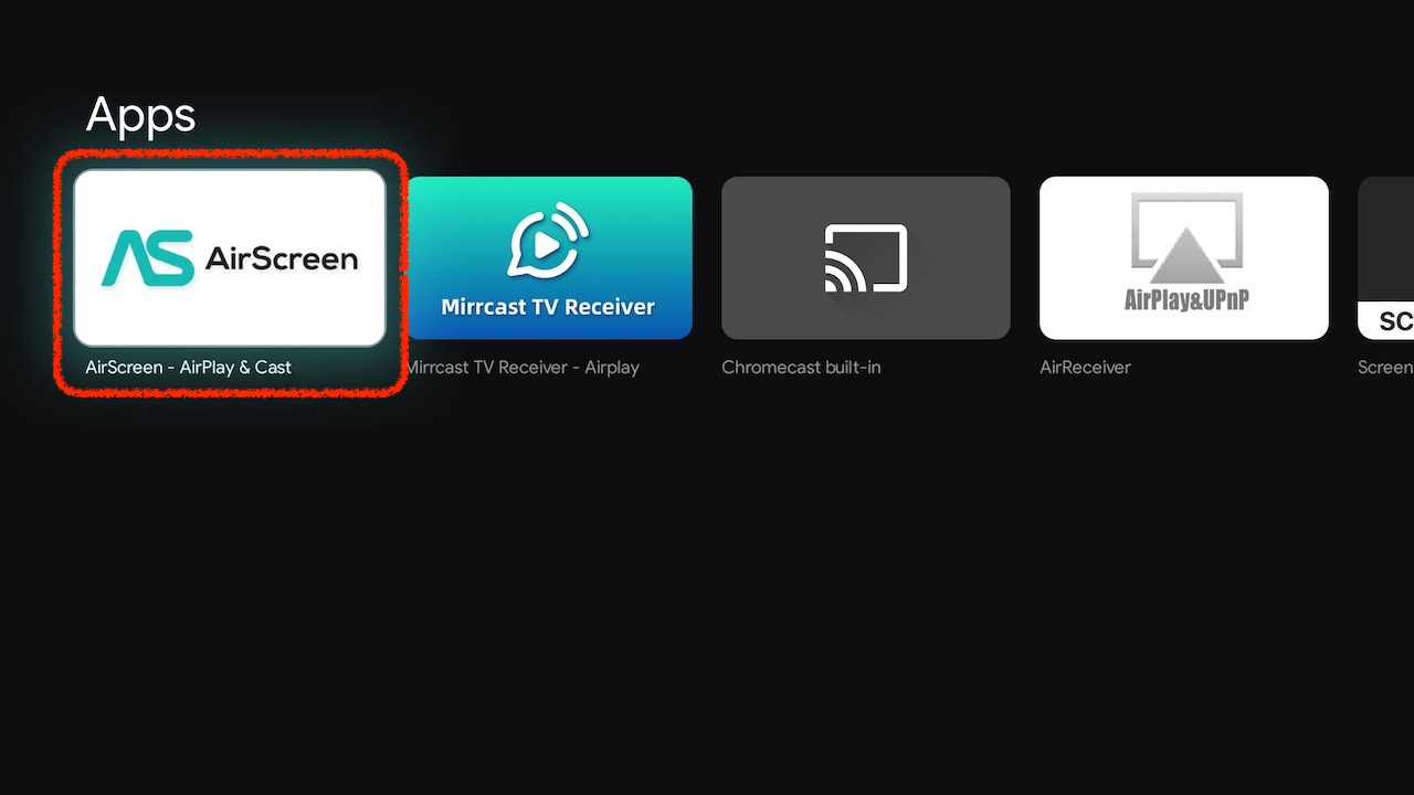 ミラーリングにはAirScreenが必要なのでホーム画面にてアプリタブを選択します
