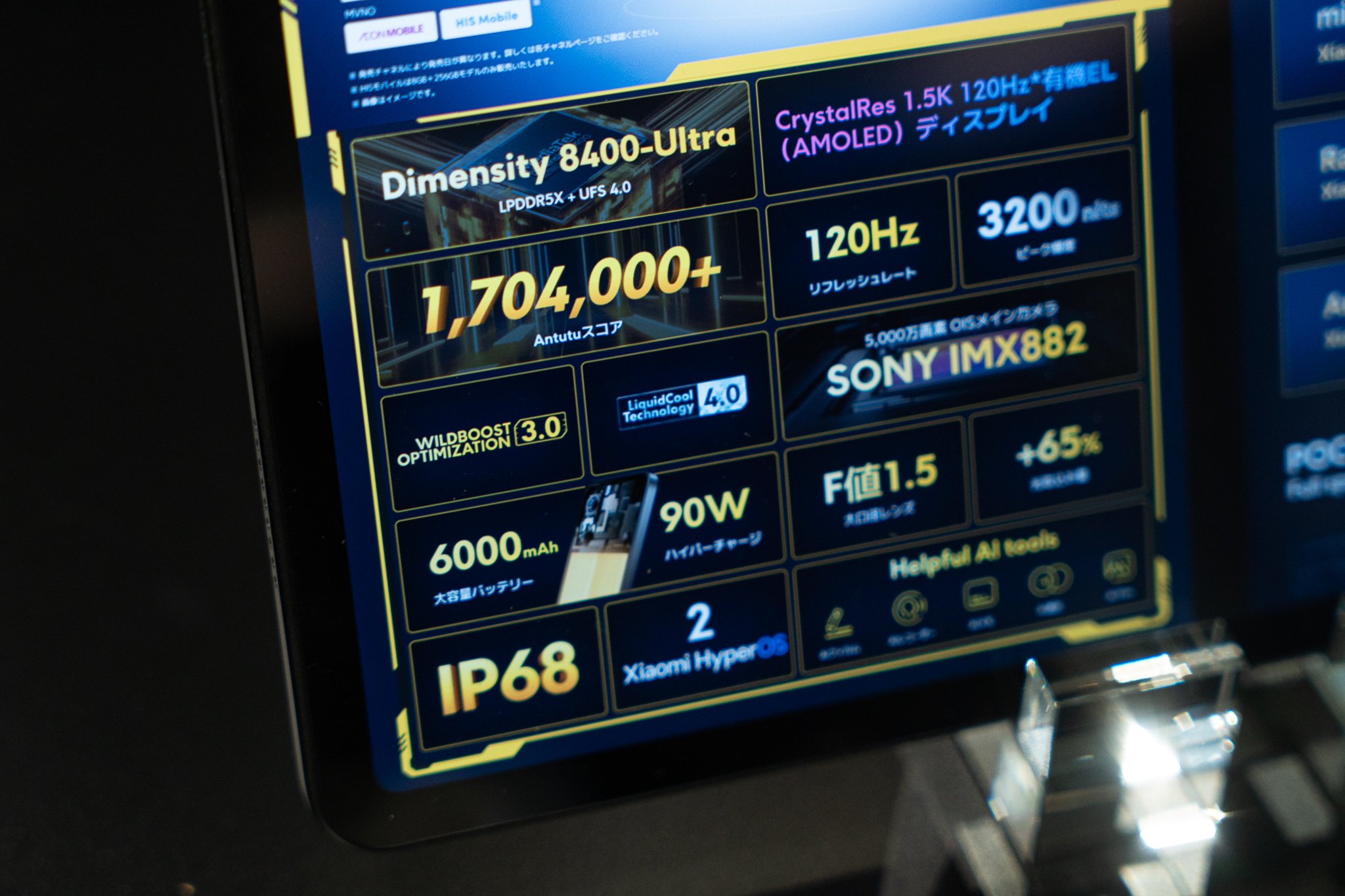 性能を数値化するAnTuTuのベンチマークスコアは1,704,000超を記録