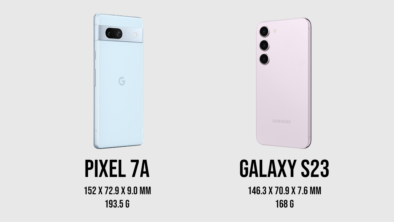 Pixel 7aとGalaxy S23の違いを比較：大きさと重さ