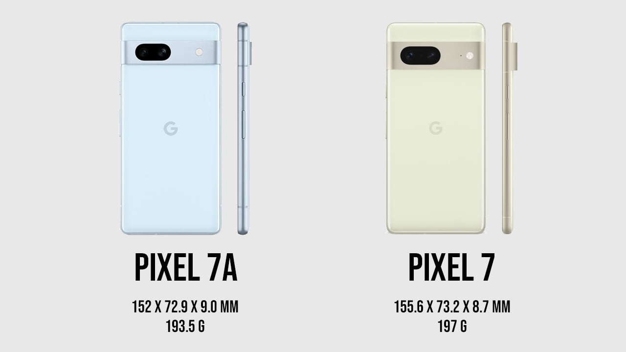 Pixel 7aとPixel 7の違いを比較：大きさと重さ
