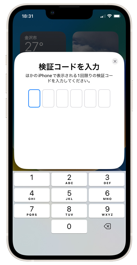 これまでのiiPhone：検証コードの入力