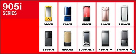 ドコモ905iシリーズのスペックを比較。
