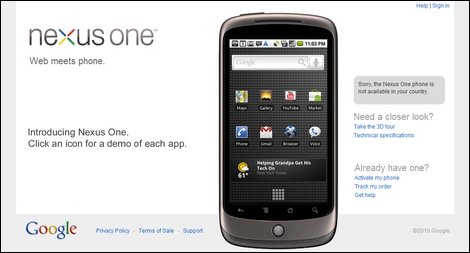 GooglePhone「Nexus One」、1週間で販売台数はたった2万台