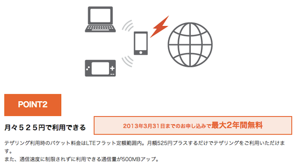au、テザリングオプションの2年間無料キャンペーンを延長