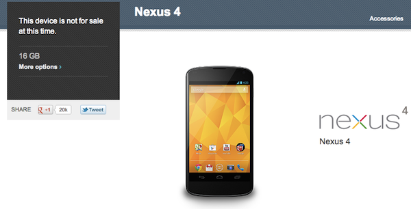 Nexus4、アメリカなどのGoogle Playストアで販売再開!