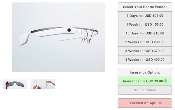 Google Glassのオンラインレンタルサービスが4月30日より開始?