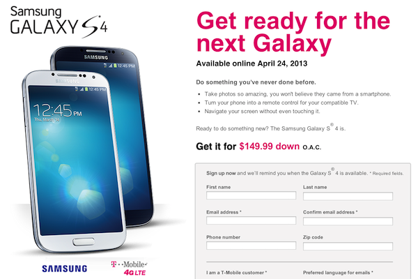 GALAXY S4、米国にて4月24日より発売ー日本ではNTTドコモが来月中旬にも発表か