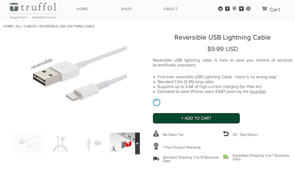 iPhone 6に同梱されるはずのリバーシブル仕様のLightningケーブルがもう売ってた