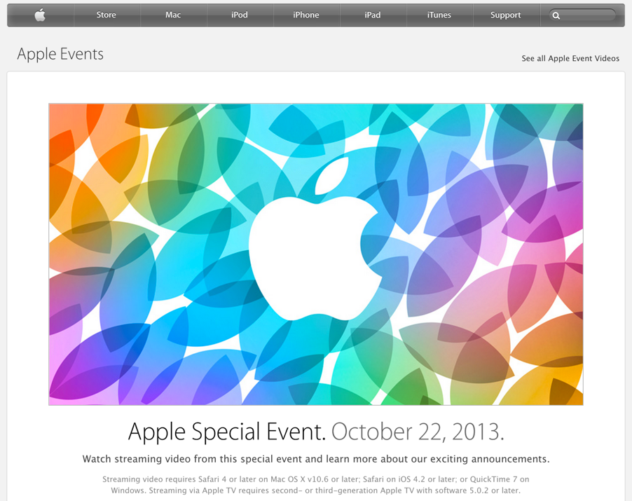 【iPad 5/iPad mini 2】Apple、午前2時からのイベントをライブ配信!MacはもちろんiOSやApple TVからも見れるよ!