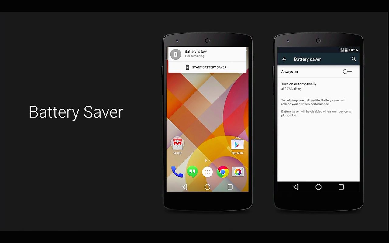 Android 5.0 Lollipopで追加されるBattery Saver