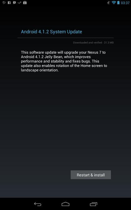Google、「Nexus 7」にAndroid 4.1.2を配信中!