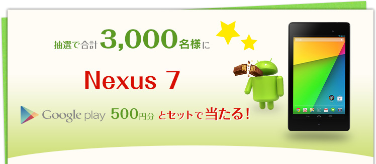 キットカットを食べて新型Nexus7が3000名に当たるプレゼントキャンペーンが開催!