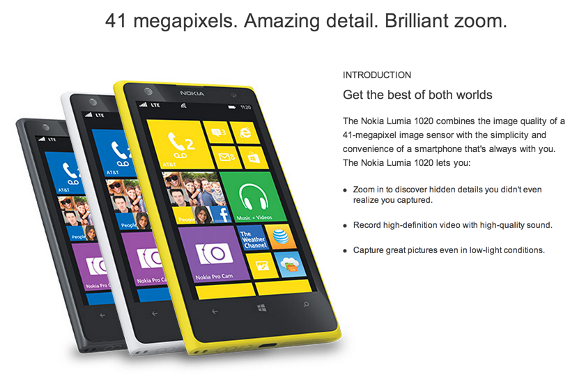 ノキア、4100万画素のカメラを搭載したWindows Phone「Lumia 1020」を発表!