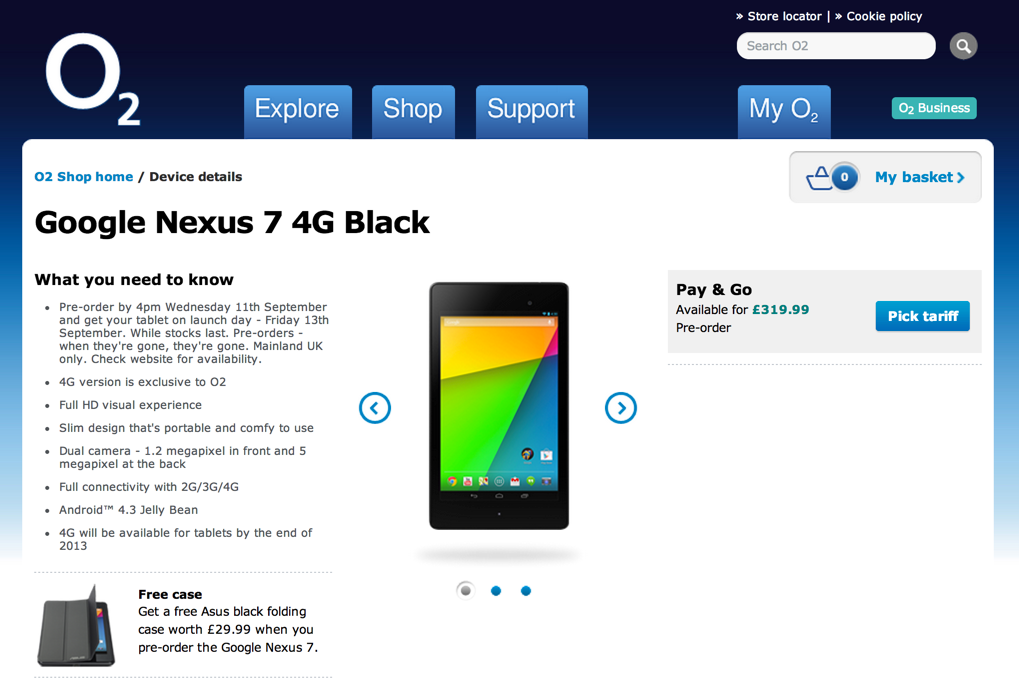 イギリスにて3G/LTE対応の新型Nexus7が9月13日より発売!