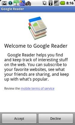 Android向けにGoogle Readerの公式アプリが登場!